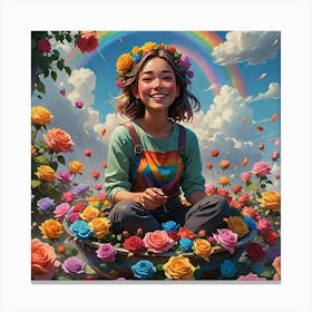 Girl In A Flower Bowl Canvas Print