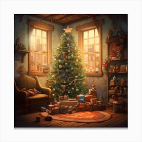 Christmas Tree In The Living Room 1 Canvas Print