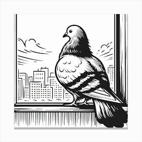 Line Art pigeon Canvas Print