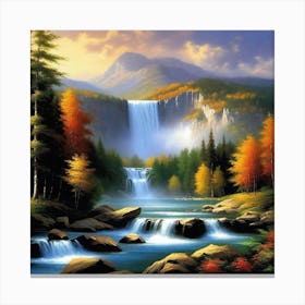 Waterfall In Autumn 14 Canvas Print