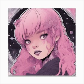 Pink Haired Girl minimalistic style Canvas Print