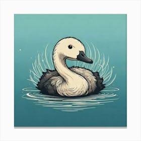 Swan In Water Canvas Print