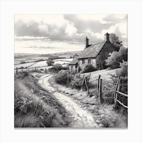 Cosy Countryside Cottage Sketch Canvas Print