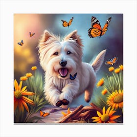 Butterfly - West Highland Terrier Canvas Print