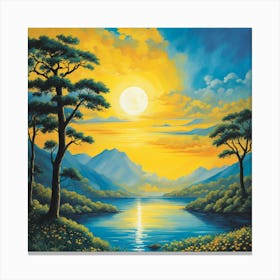 Sunset Over Lake 2 Canvas Print