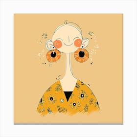 Illustration Of A Girl With Big Earrings Canvas Print