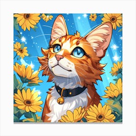 Cat With Flowers 1 Canvas Print