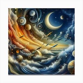 Spaceships In The Sky Canvas Print