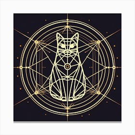 Cat In A Golden Circle Canvas Print