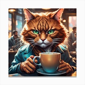 Cat In A Cafe Canvas Print