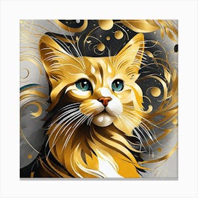 Gold Cat Painting Canvas Print