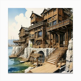 Wooden palace by the sea Canvas Print