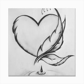 Heart With Feather Canvas Print