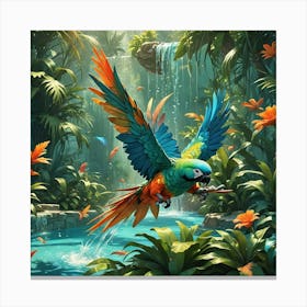 Parrot In The Jungle Canvas Print