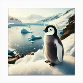 Penguin On Ice Canvas Print