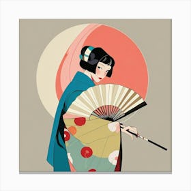 Japanese woman with fan 6 Canvas Print
