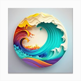 Tsunami Tidal Wave Wave Minimalist Ocean Sea 3 Canvas Print