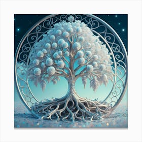 Blooming Skybluebluesilver Tree Of Life In Sil Canvas Print