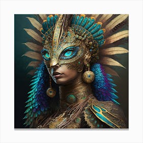 Firefly A Modern Illustration Of A Fierce Native American Warrior Peacock Iguana Hybrid Femme Fatale (17) Canvas Print
