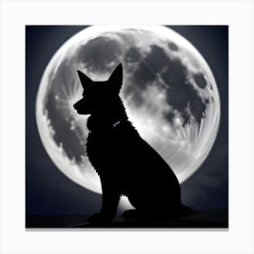 Lunar Dog Silhouette Canvas Print