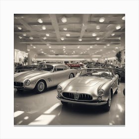 Classic Cars In A Showroom 3 Canvas Print