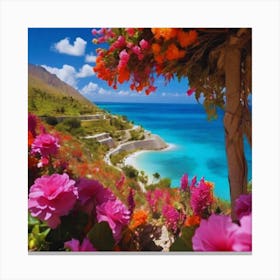 Flowers By The Sea 3 Canvas Print