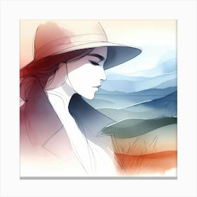 Woman In Hat 2 Canvas Print