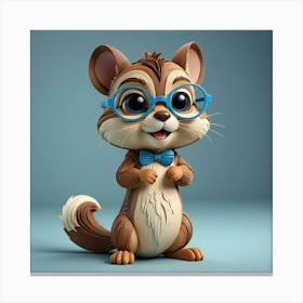 Cute Little Squirrel With Glasses Canvas Print