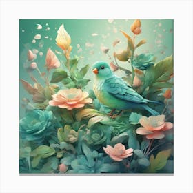 Illustration of plants, Fantasy Flowers Splash Canvas Print