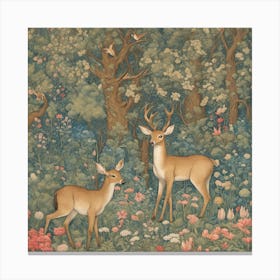 William Morris Prints Depicting Enchanting Woodlan Esrgan Canvas Print