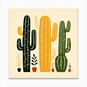 Rizwanakhan Simple Abstract Cactus Non Uniform Shapes Petrol 37 Canvas Print