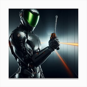 Robot Man Holding A Gun 1 Canvas Print