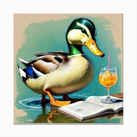 Duck With A Drink 2 Canvas Print