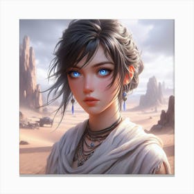 Girl With Blue Eyes In Desert Canvas Print