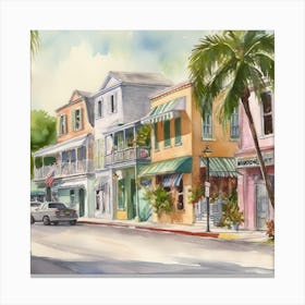 Key West Watercolor Painting Canvas Print