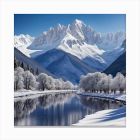 Snowy Mountains In Winter Canvas Print