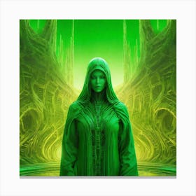 Woman In A Green Robe Canvas Print