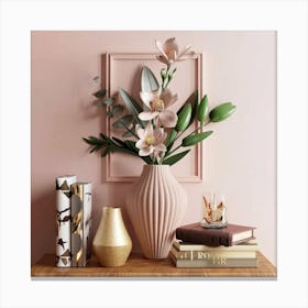 Vases And Books Canvas Print