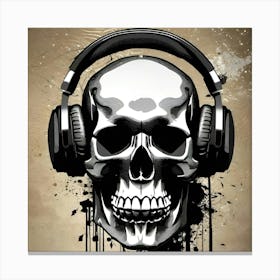 Skull With Headphones 139 Canvas Print