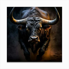 Abstract Black Bull Charging Studio Photography Canvas Print