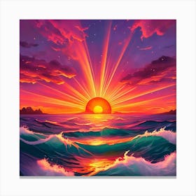 Sunset Over The Ocean Canvas Print