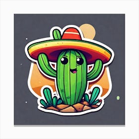 Cactus With Sombrero 2 Canvas Print
