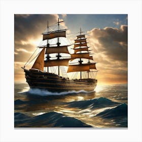 Sailing Ship In The Ocean 4 Canvas Print