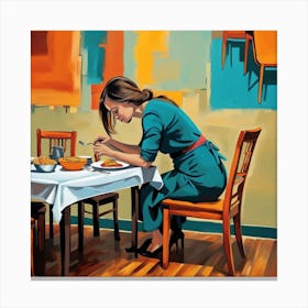 Woman Eats Canvas Print