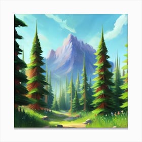 Path To The Mountains trees pines forest 2 Canvas Print