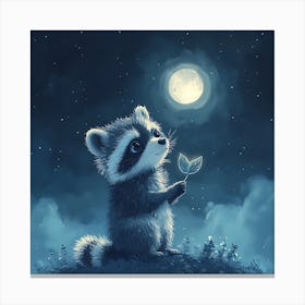 Curious Raccoon with Heart Leaf Backdrop 12 Canvas Print