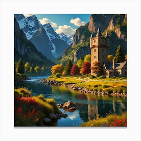 Castle In The Mountains Canvas Print