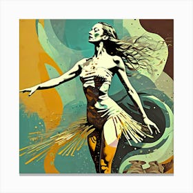 Abstract Ballerina Depicted In Motion Canvas Print