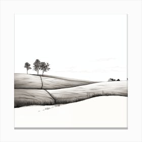 Minimalistic Fine Tip Marker Pen Drawing Of A Country Landscape Canvas Print