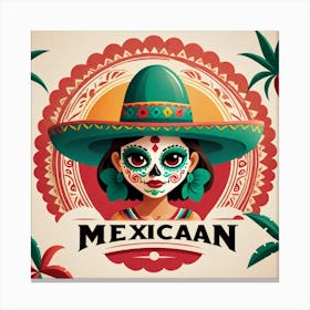 Mexican Girl In Sombrero 6 Canvas Print